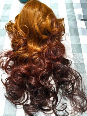 Ombre Copper to Deep Brown Curly Wig - Vibrant Copper & Brown